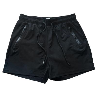 China Custom Black Gym Short Men's Training Short Men's Training Plain Zipper Anti-wrinkle Screen Shorts Zipper Quick Dry Running Shorts for sale