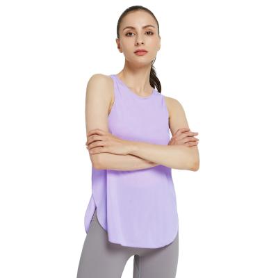 China Logo Printing Women Solid Color QUICK DRY Custom Yoga Tank Tops Girls Premium Loose Fit Polyester Quilted Vest for sale