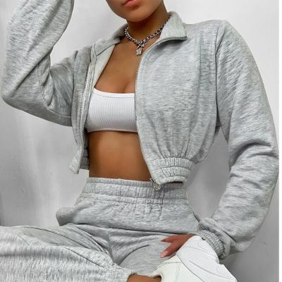 China 2022 Wholesale Classic Design Breathable High Waisted Jogger Pants Crop Hoodies Women Tracksuits for sale