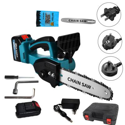 China Wood Saw Small Guide 12 Inch Bar Brushless Cordless Rechargeable Handheld Lithium Battery Powered Electric Chainsaw for sale