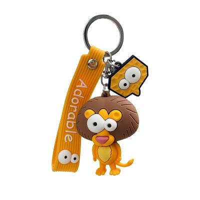 China Customized Kind Cute Soft PVC Glue Eye Jumping Car Cute Creative Key Backpack Key Chain Cartoon Dangle Trinkets for sale