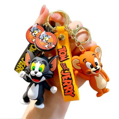 China Cat And Mouse Cat And Mouse Soft PVC Rubber Car Cartoon Key Doll Bag Promotional Customized Key Key Chain Pendant for sale