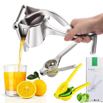 China Sustainable Kitchen Household Fruit Squeezer Stainless Steel Metal 2-in-1 Lemon Lime Red Pink Juice Orange Citrus Manual Hand Squeezer for sale