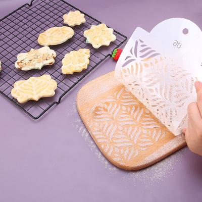 China Viable Cake Mesh Stamps Stencils Embossing For Fondant Decorating Tool Plastic Spray Mold Cookies Chocolate Drawing Cake Stencils for sale