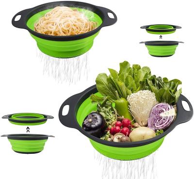 China Viable collapsible colander set, pasta strainer basket, collapsible strainers for kitchen with handles for sale