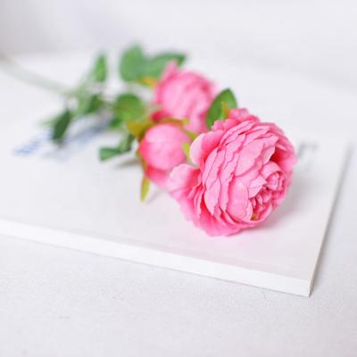 China Eco-friendly IFG Tianjin Factory Wholesale 3 Heads Peony Silk Wedding Artificial Flowers for sale