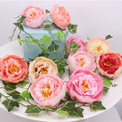 China Home Wholesale Cheap Silk Artificial Flower Peony Heads For Decorative Flower Wall Making for sale