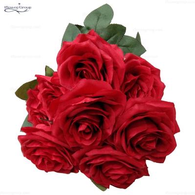 China 10 Heads IFG Popular Style Good Quality Rose Bouquet 10 Heads Red Silk Roses for sale