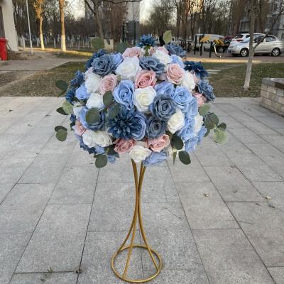 China Silk aitificial flower IFG customized navy blue dusty blue bush theme wedding table flower green green decor for sale