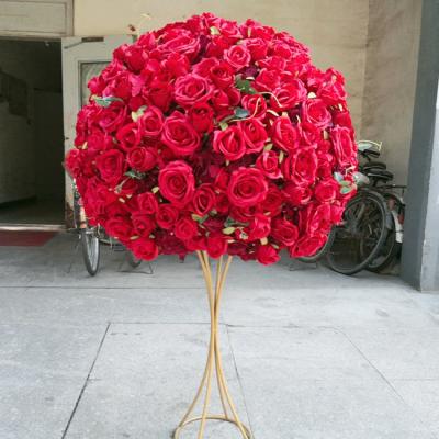 China Customized silk flower ball IFG 80cm silk artificial flower table centerpieces luxury red wedding decor for sale