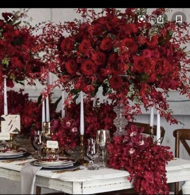 China Silk Flower IFG Deep Red Flower Ball Arrangements Great For Wedding Table Centerpieces Decor for sale