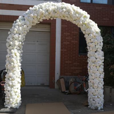 China Wedding Flower Arch IFG Round Hydrangea Artificial Flowers White Pink Arch for sale