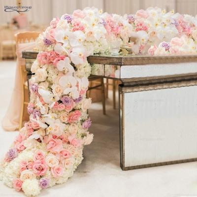 China Eco-friendly IFG color 2m*40cm pink table runner flower centerpieces for wedding decoration for sale