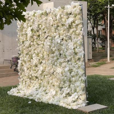 China Eco-friendly IFG 3D Style Mounted Orchid Flower Wall Rolled Up Wedding Backdrop Decoration for sale