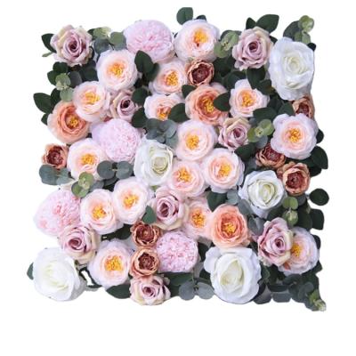 China Events Decoration IFG 50*50cm Flower Wall Backdrop Flower Wall Panel Purple Rose Wall Flowers for sale