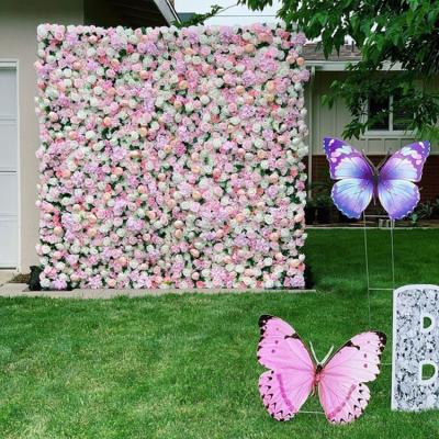 China Silk Rose Flower Wall Backdrop Flowers IFG White Silk Rose Flower Wall Wedding Decor for sale