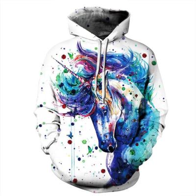 China animal sweatshirt Wolf Unicorn Pattern Sweatshirt A Capuche Unisex 3D print crew neck Anti-wrinkle printing sublimation round Hoodies for sale