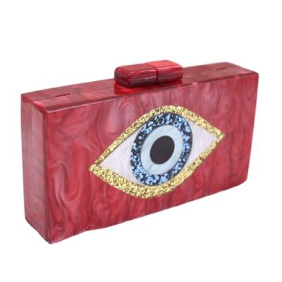 China New Vintage Design Women Cotton Lining Ladies EL Cantasi Personality Evil Eye High Quality Clutch Bag Luxury Acrylic Colors Evening Clutch Bags for sale