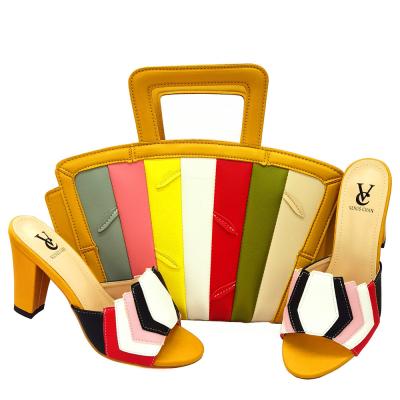 China Lady Wholesale Luxury Design Brand Lodging Bag Set Bag Shoes Brands Names Women Large Handbag and Shoes Set for sale