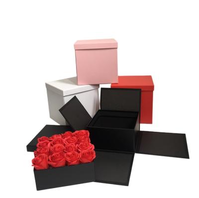 China Low Price Handmade Two Layers Rotary Square Flower Gift Package Box With Lid for sale