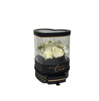 China Handmade Unique Rotating Upscale Transparent Flower Gift Heart Shape Packaging Boxes With Drawer Wholesale for sale