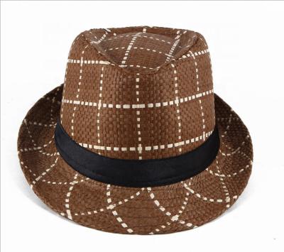 China Character Customized Fashion Style Plaid Bandit Straw Felt Hat Unisex Checked Hat for sale