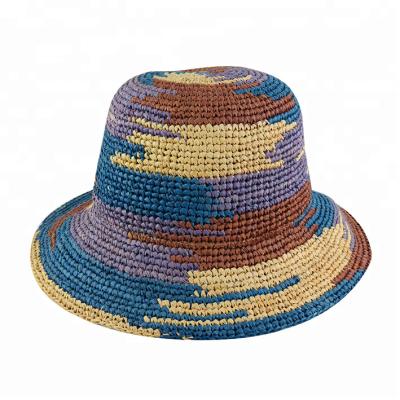 China High Quality Promotional Decoration Travel Girls' Beach Crochet Raffia Straw Sun Hat for sale