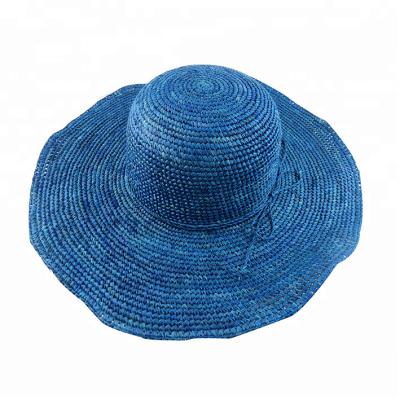 China Handmade Raffia Straw Hat For Women Straw Hat Best Price Soild Color Crochet Character for sale