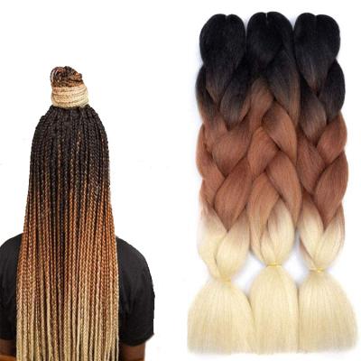 China Hot Selling Jumbo Braids Crochet 100g Ombre Yaki Hair High Temperature Synthetic Fiber African Braiding Hair 24 Inch Synthetic Braiding Hair Extensions for sale