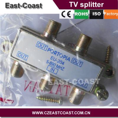 China 4way Coaxial RF Splitter TV Coax Signal Satellite Splitter 5-890MHZ for sale