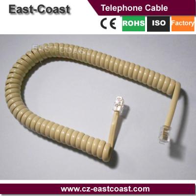 China Cream Color Handset Telephone Extension Spiral Coil Cable Cord DH525 for sale