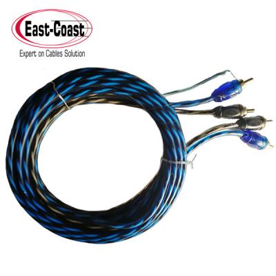 China Flexible Transparent 2rca Multimedia To 2rca Car Audio Cable With Ground Wire for sale