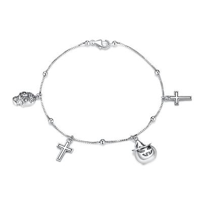 China Fashion Hot Selling Halloween Bracelet S925 Sterling Silver Happy Female Pumpkin Skeleton Bracelet for sale