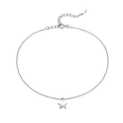 China Women Foot Jewelry S925 Plated Silver Platinum Star Anklet Chain For Young Girl for sale