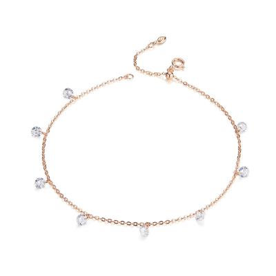 China Hot Selling S925 Sterling Silver Gold Plating Zircon Simple Anklets Fashion Women Foot Jewelry for sale