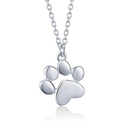 China Lovely Stylish Design S925 Sterling Silver Cute Pet Paw Pendant Necklace For Girls for sale