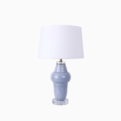 China New Design Pattern Home Decoration Simple Modern Traditional Irregular Crystal Base Ceramic Table Lamp for sale