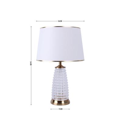 China Traditional New Design Modern Fabric Shade Crystal Antique Glass Table Lamp For Hotel Home Decor for sale