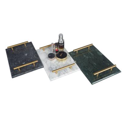 China Morden factory wholesale hotel rectangle marble black green white decorative serving tray for sale