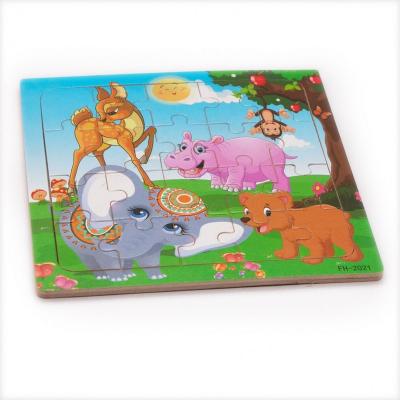 China Cartoon Toy Custom Children Wooden Puzzle Kids Montessori Puzzle Game 3D Animal Wooden Brain Teasers For Baby Toddlers for sale