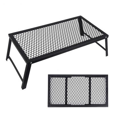 China Height Adjustable Folding Campfire Grills Portable Heavy Duty Iron Steel Grate Over Fire Camp Grill For Outdoor Table for sale