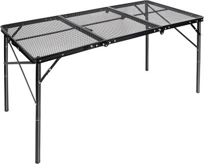 China Adjustable Height Folding Portable Grill Table For Camping Lightweight Aluminum Metal Grill Stand Table For Outdoor RV Cooking Outdoor Picnic for sale