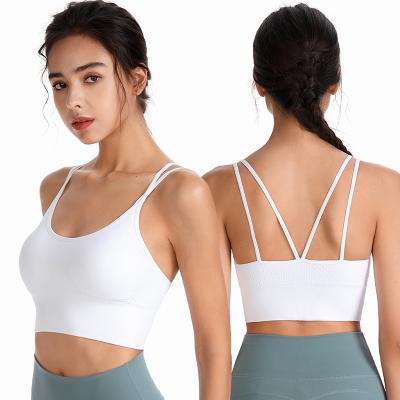 China Breathable High Quality Wholesale Women Sports Bra Women Cross Back Cross Back Yoga Sports Bra Tank Top Vest Gym Sports Bra Yoga Wear for sale