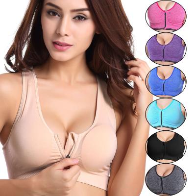 China Newest Design Yoga Bra QUICK DRY Front Zipper Back Cross Sport Padded Bra New For Women Plus Size Adjustable Sports Bra for sale