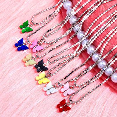 China New Fashion Crystal Rhinestone Choker Necklace 2020 Environmental Friendly Women Butterfly Pendant Necklace (KNK5251) for sale