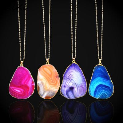 China >>>2017 Environmental Friendly Gold Plated New Summer Rose Quartz Crystal Necklace Women Natural Stone Agate Necklace for sale