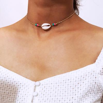 China Eco Friendly Fashion Gold Chain Ethnic Handmade Shell Choker Necklaces Boho Beads Necklaces For Women (KNK5058) for sale