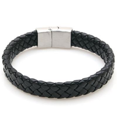 China New Arrival Korea Style Alloy Environmental Friendly Buckle Braided PU Leather Wristband Men Bracelet Wholesale (KB8174) for sale