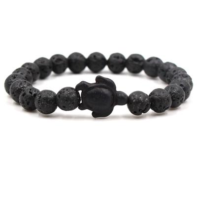 China 2019 New Style 8mm Environmental Friendly Natural Stone Bead Bracelet Turtle Lava Beaded Bracelets For Men Jewelry (KB8052) for sale