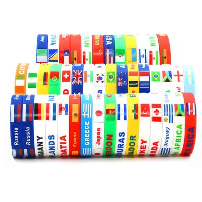 China >>>Fashion Men's Bracelets World Cup National Flag Environmental Friendly Wristband For Man Silicone Wristband for sale